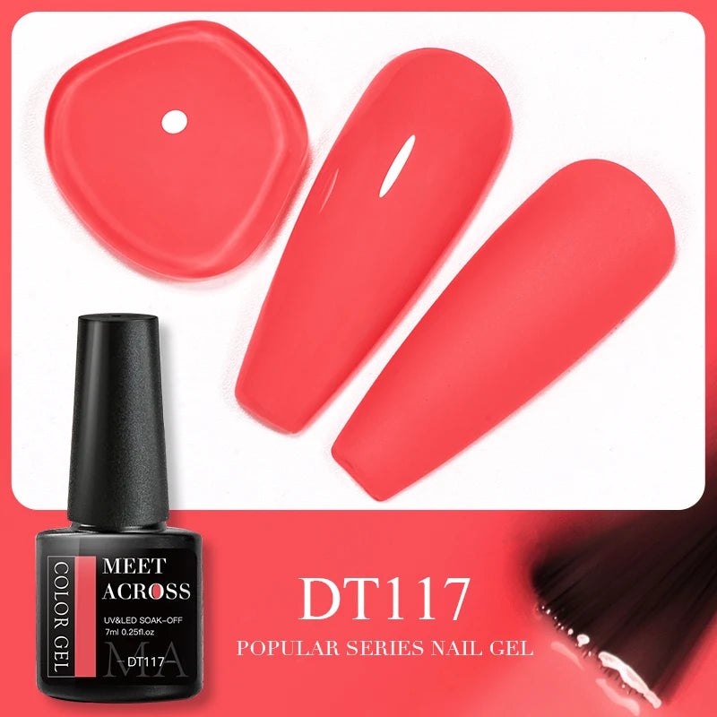 MEET ACROSS 7ml Reflective Glitter Gel Nail Polish Glitter Reflective Effect Semi Permanent UV LED Nail Art Gel Varnish Manicure