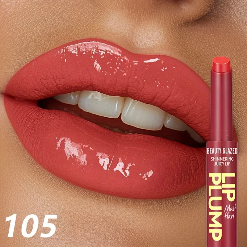 Shimmer Moisturizing Gloss Lipstick Pen Press-On Style Glossy Lip Care Cosmetics Dewy Lipstick 2in 1 Nourishing And Long Lasting