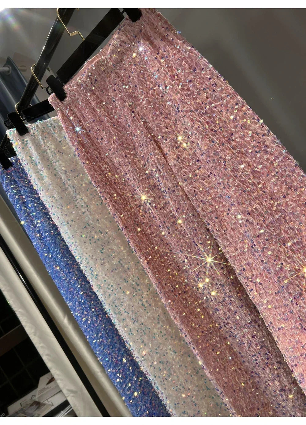 Korean Sequins Autumn And Winter Wide-leg Pants Lengthened And Thickened Drapey Mopping Pants Shiny Casual Straight-leg Pants