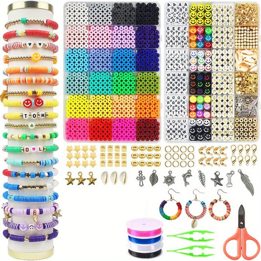 14400pcs Assorted Polymer Clay Beads Kit for DIY Jewelry Making - Handmade Craft Supplies for Bracelet, Necklace, Earrings - Gre