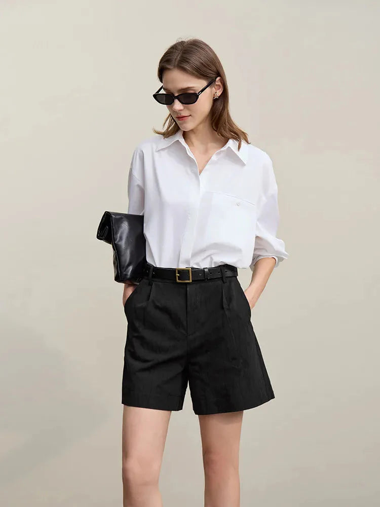 Women’s Cotton Wide-Leg Shorts Casual Jacquard