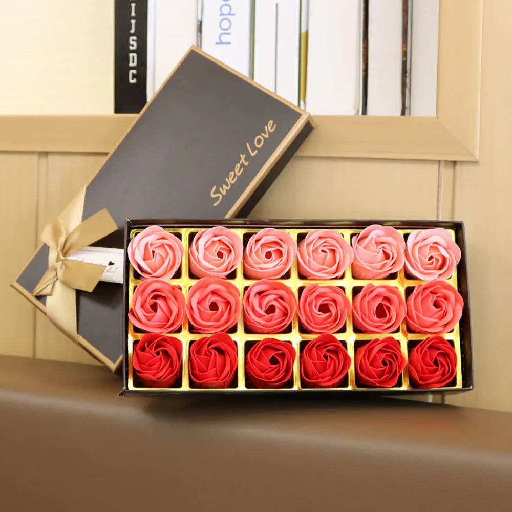 SWEET LVOE 18pcs Soap Rose Flowers Gift Box Romantic Scented Bath Soap Flowers