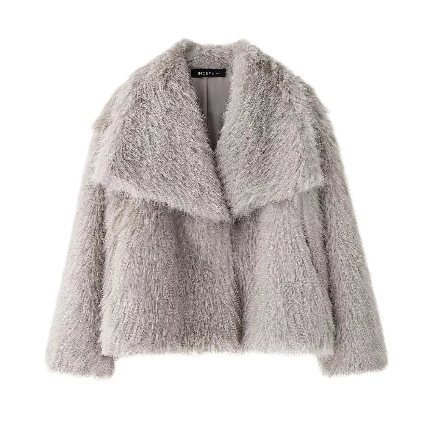 KONDALA 2025 Fall Winter Casual Faux Fur Brown Women Warm Jackets Streetwear Turn Down Collar Christmas Oversized Elegant Coats