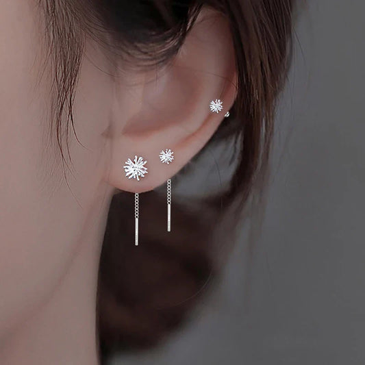 S925 Silver Dandelion Drop Earrings | Women's Trendy Chain Tassel Jewelry
