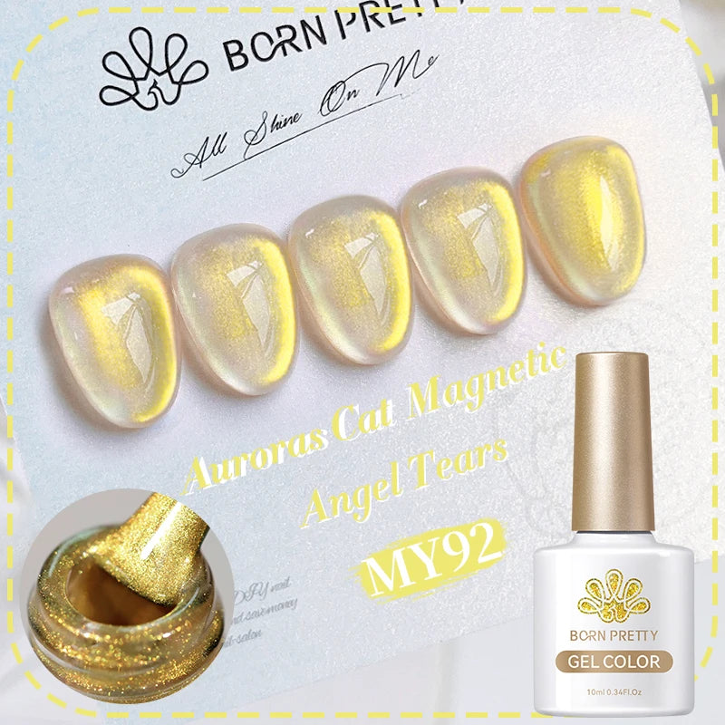 BORN PRETTY 10ml Rainbow Auroras Cat Magnetic Gel Nail Polish Holographics Nail Gel for Manicure Design Varnis Semi Permanent