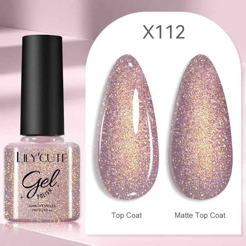 LILYCUTE 7ml Neon Reflective Nail Gel Polish Dark Flash Glitter Effect Fluorescent Gel Soak Off UV Gel Summer Nail Art Varnish
