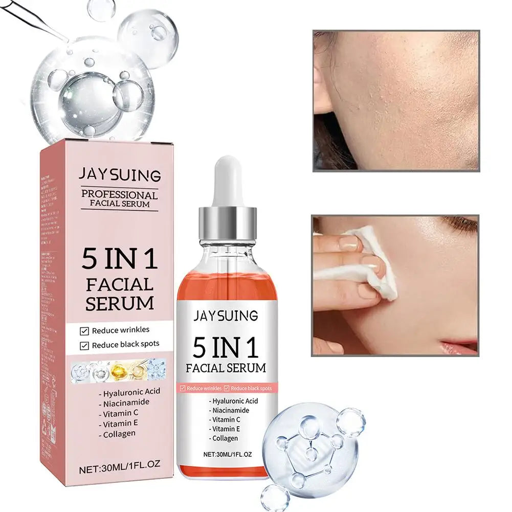 5 In 1 Fade fine lines Firming Face Serum Moisturizing brightning Vitamin C Hyaluronic Acid Facial Serum Shrink Pores Skin Care-2