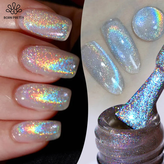 BORN PRETTY 10ml Rainbow Auroras Kat Magnetiese Gel Naellak Holografiese Naellak vir Manikuurontwerp Varnis Semi Permanent