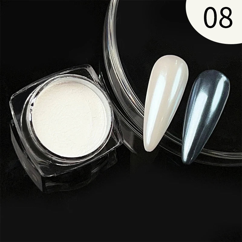 1Box Moonlight Nail Powder Silver Fine Glitter Metallic Effect Pigment UV Gel Polish Dust Aurora Nail Decorations
