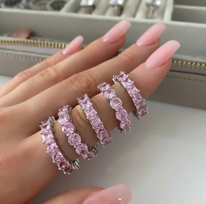 2022 Eternity Diamond Ring 925 Sterling silver Engagement Wedding Band Rings for Women Men Promise Birthday Party Jewelry Gift