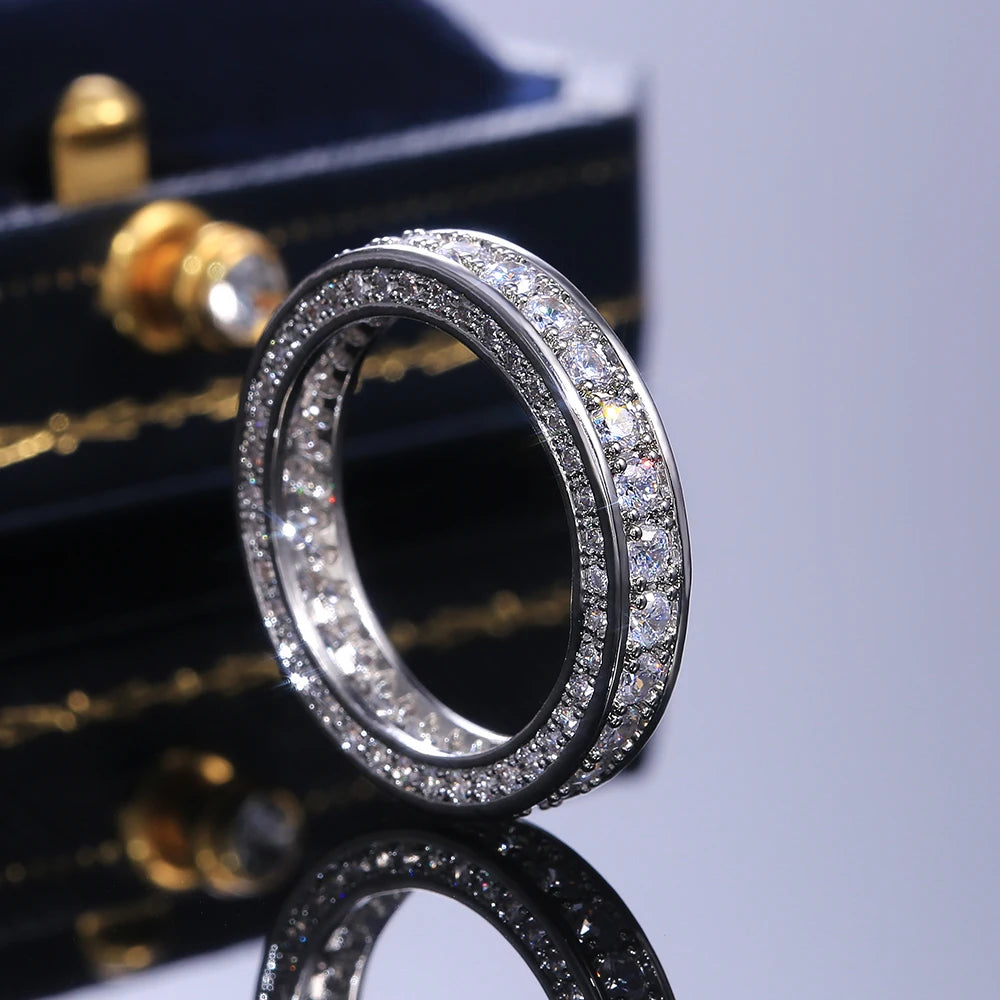 Handmade Promise Diamond ring 100% Real S925 Sterling Silver Engagement wedding band rings for women Bridal Finger Jewelry