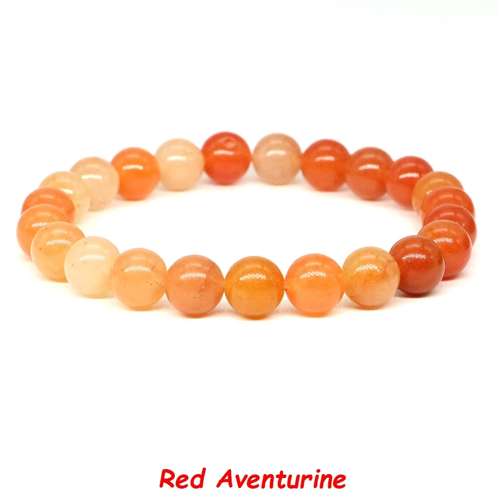 Natural Stone Bracelet Healing Crystal Amethyst Quartz Agate Round Loose Bead Elastic Stretch Bangle For Women Men Jewelry Gifts
