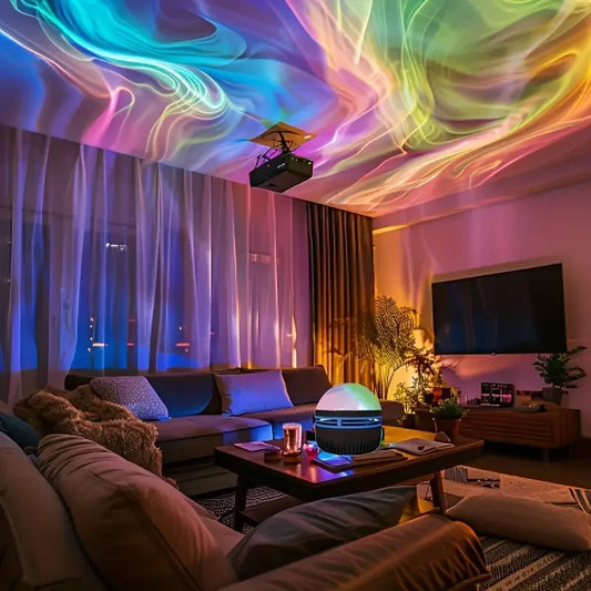 Aurora Borealis Starry Sky Projection Light, LED Projection Night Light with Remote Control, 7 Lighting Effects
