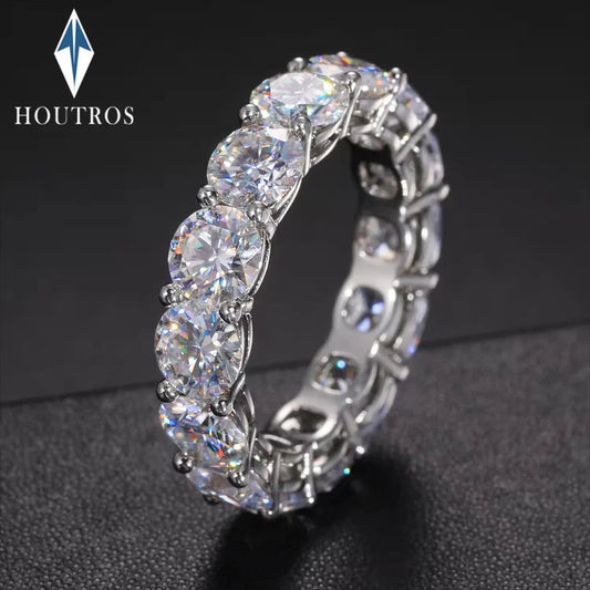 5mm D Color Moissanite Row Ring 925 Sterling Silver Diamond Wedding