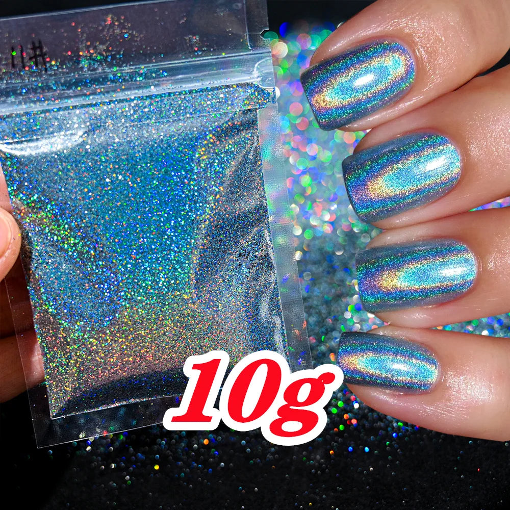10g Holographic Laser Christmas Red Glitter Powder 0.2mm Rainbow Sparkly Red HOLO Powder 3D Dazzling Glitter Manicure Powder