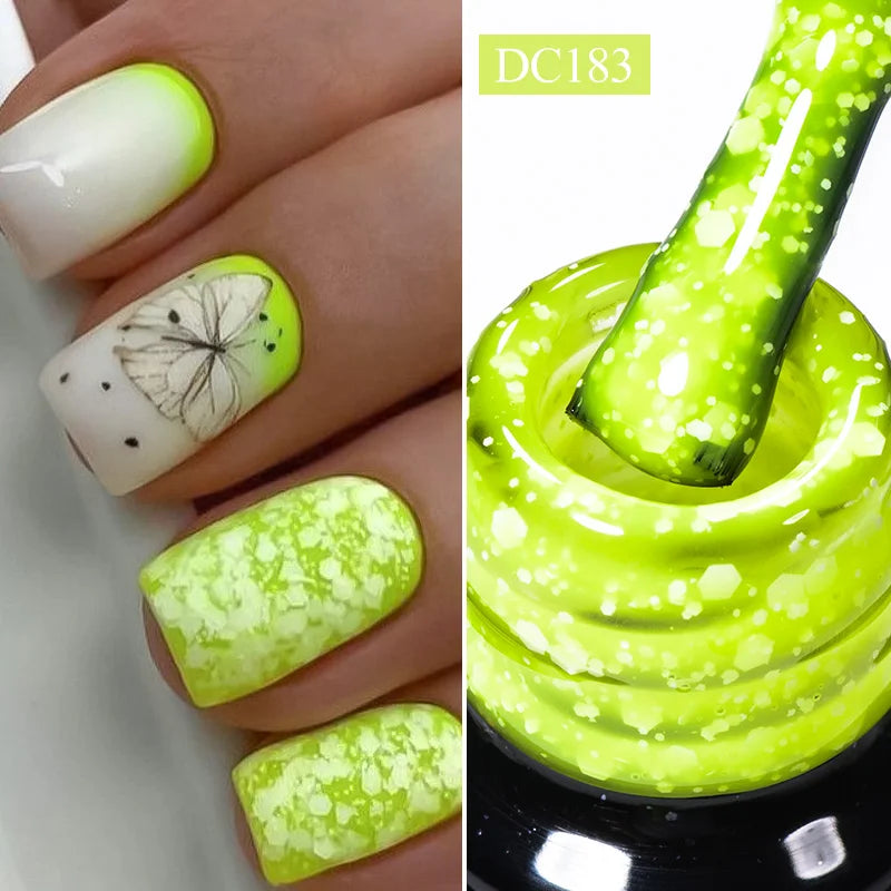 Mtssii 7ml Neon Snowflake Gel Nail Polish Fluorescent Gel UV LED Semi Permanent Glitter Snow Sequins Nails Art Design Varnishes