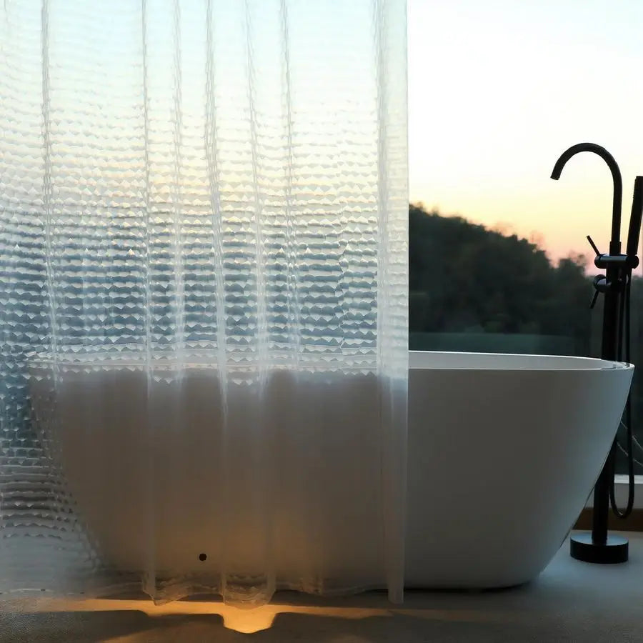 Funny Lighted Clear Shower Curtain Liner, Waterproof EVA Shower Liner with Builtin LED Lights, Kids Decorative Transparent Showe