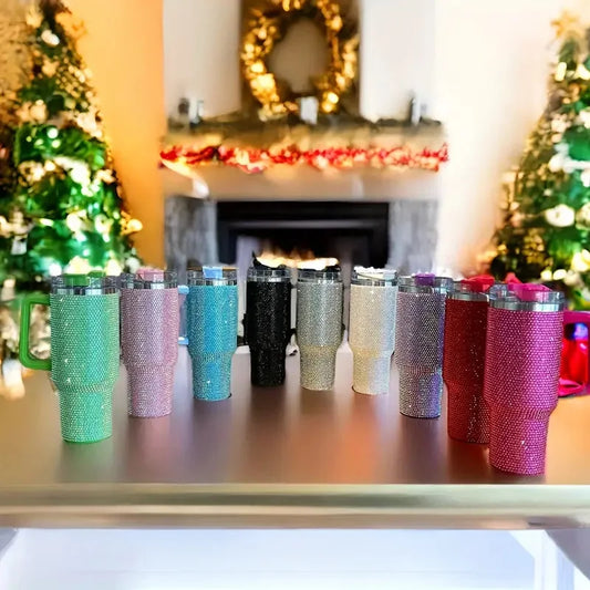 Shine Bright - Handmade 40oz Sparkling Rhinestone Stainless Steel Tumblers