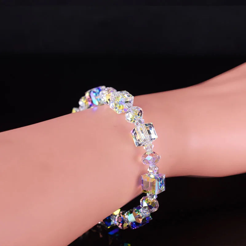 180-250PCS 4/6/8/10MM AB Color Crystal Beads for Jewelry Making Supplies Kit Bracelets DIY Beads + Elastic Thread Set