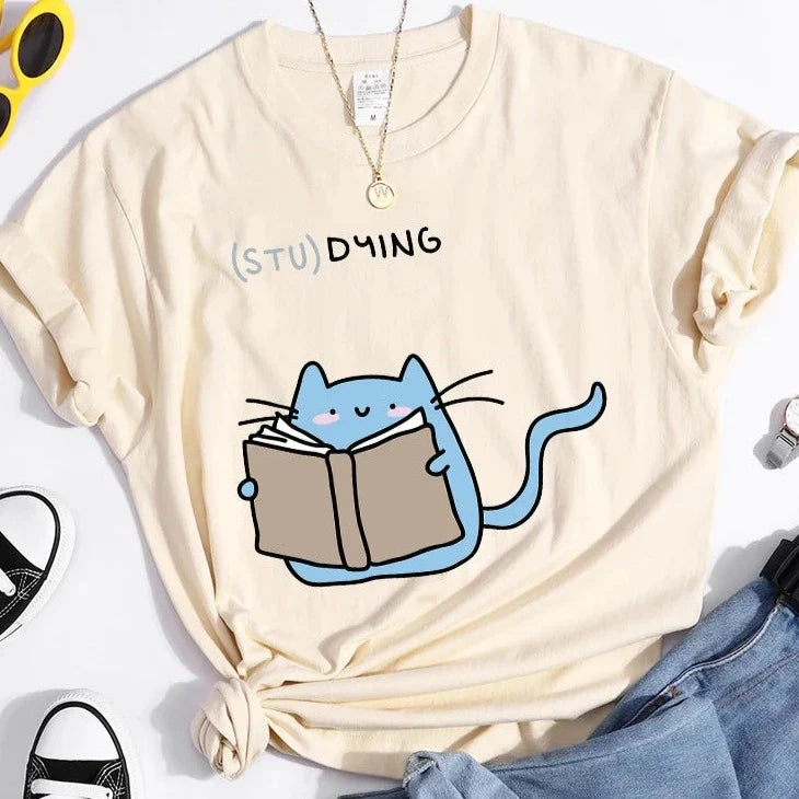 Cat (STU)DYING Graphic T-Shirt