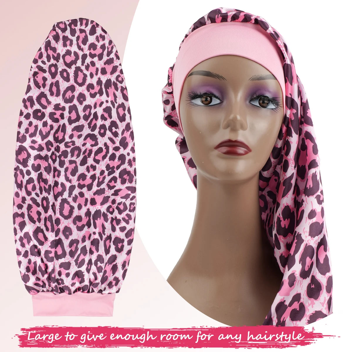Silk Sleep Bonnet with Wide Elastic Edge - Long Round Tail