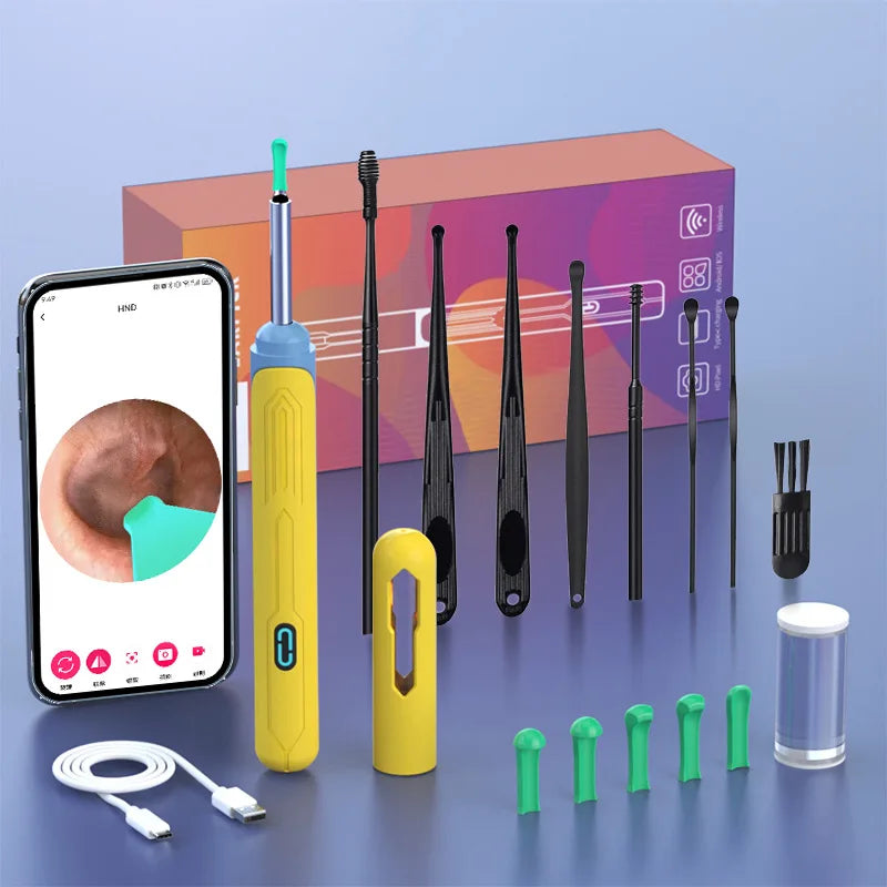 Ear Cleaner with Camera Set HD Ear Sticks Otoscope USB C Charging Endoscope Wax Removal Tool Earpick Ear Cleaning Set NK3