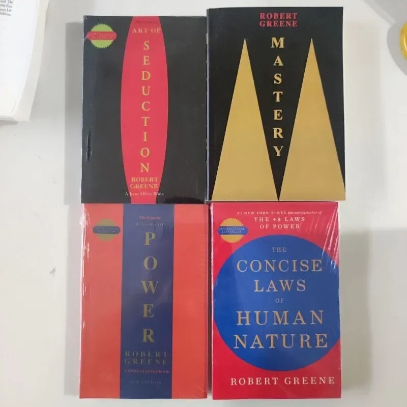4 Books Set By Robert Greene The Concise 48 Laws Of Power; The Concise Laws of Human Nature; The Art of Seduction & Mastery: War