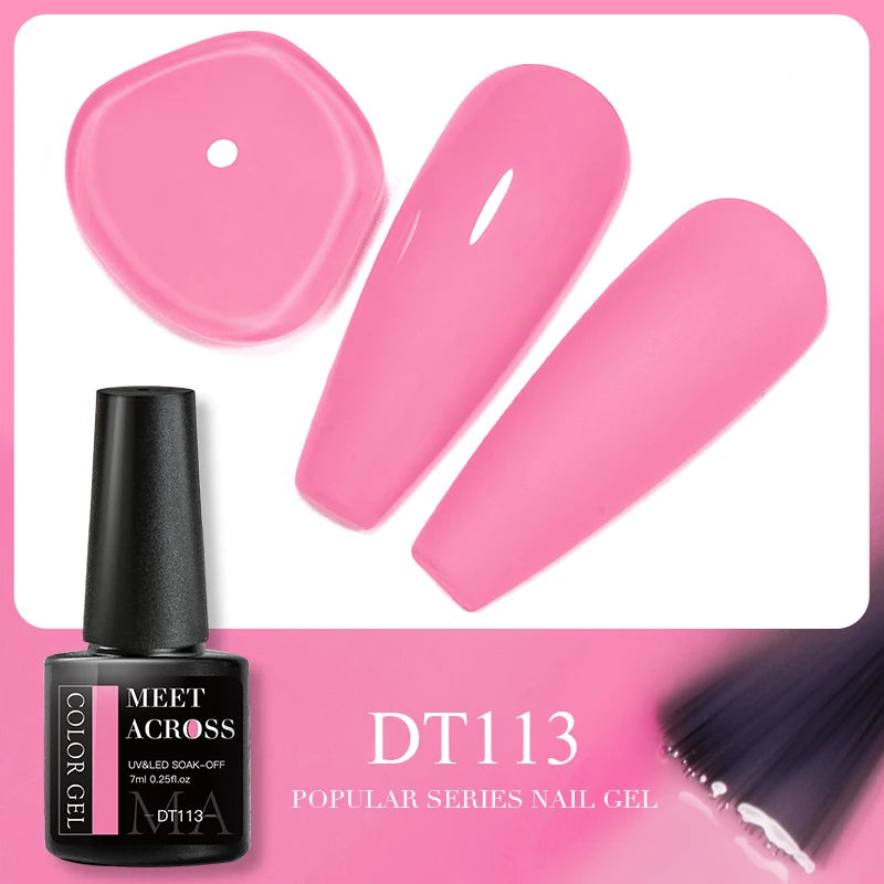 MEET ACROSS 7ml Reflective Glitter Gel Nail Polish Glitter Reflective Effect Semi Permanent UV LED Nail Art Gel Varnish Manicure
