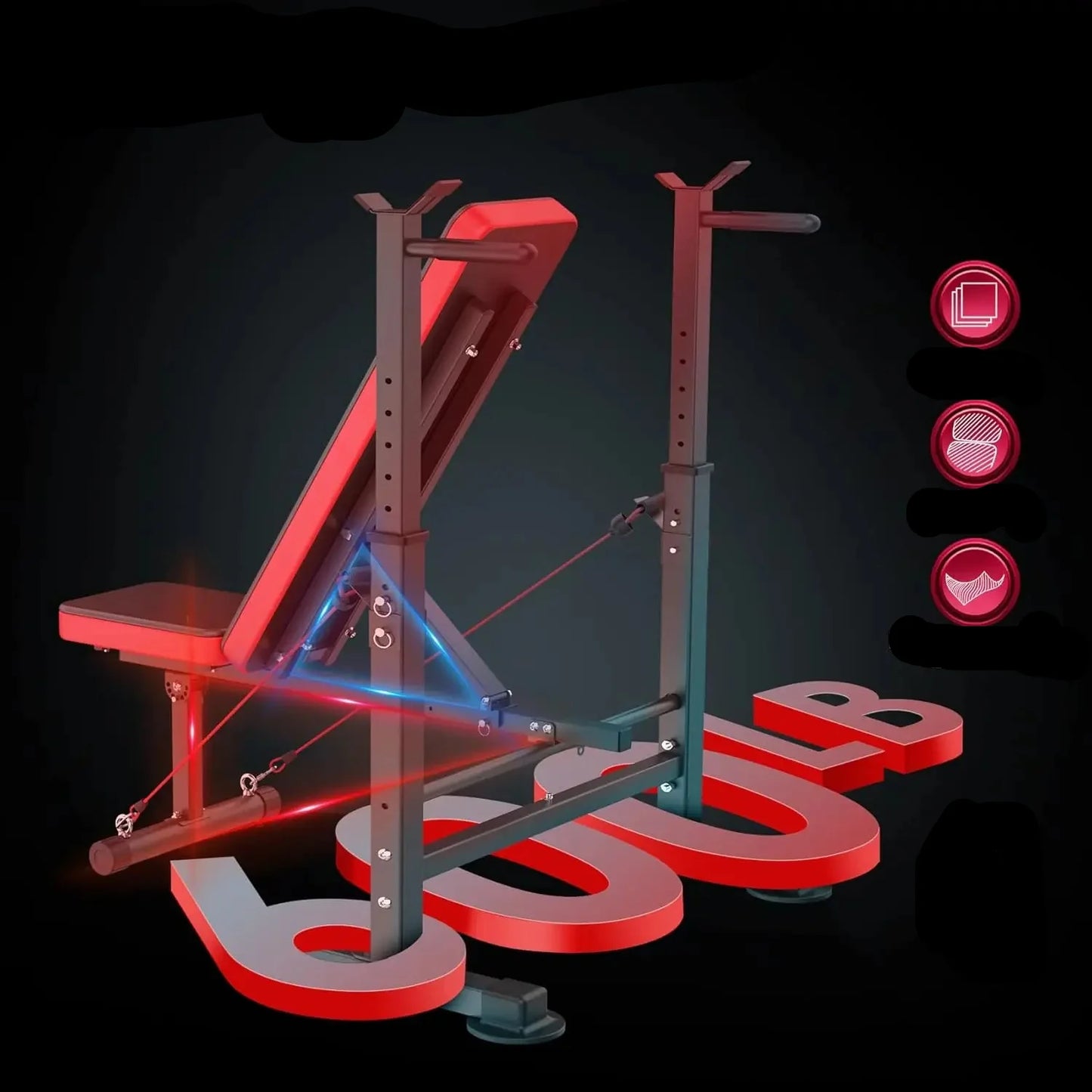 600lb Capacity 6-in-1 Weight Bench with Squat Rack