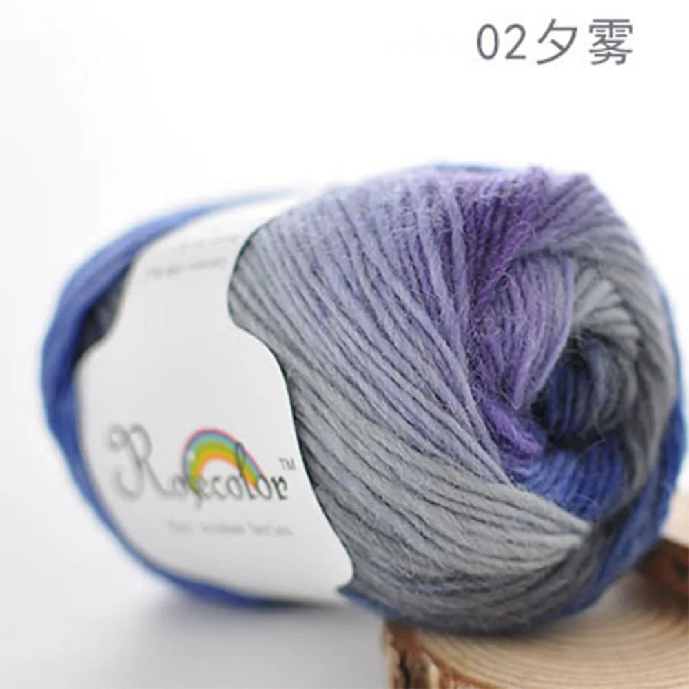 50g/Ball Multicolor Self-Striping 100% Wool Yarn Chunky Knitting for Women Scarves Cape Making Gift Idea Handmade Craft Supplies