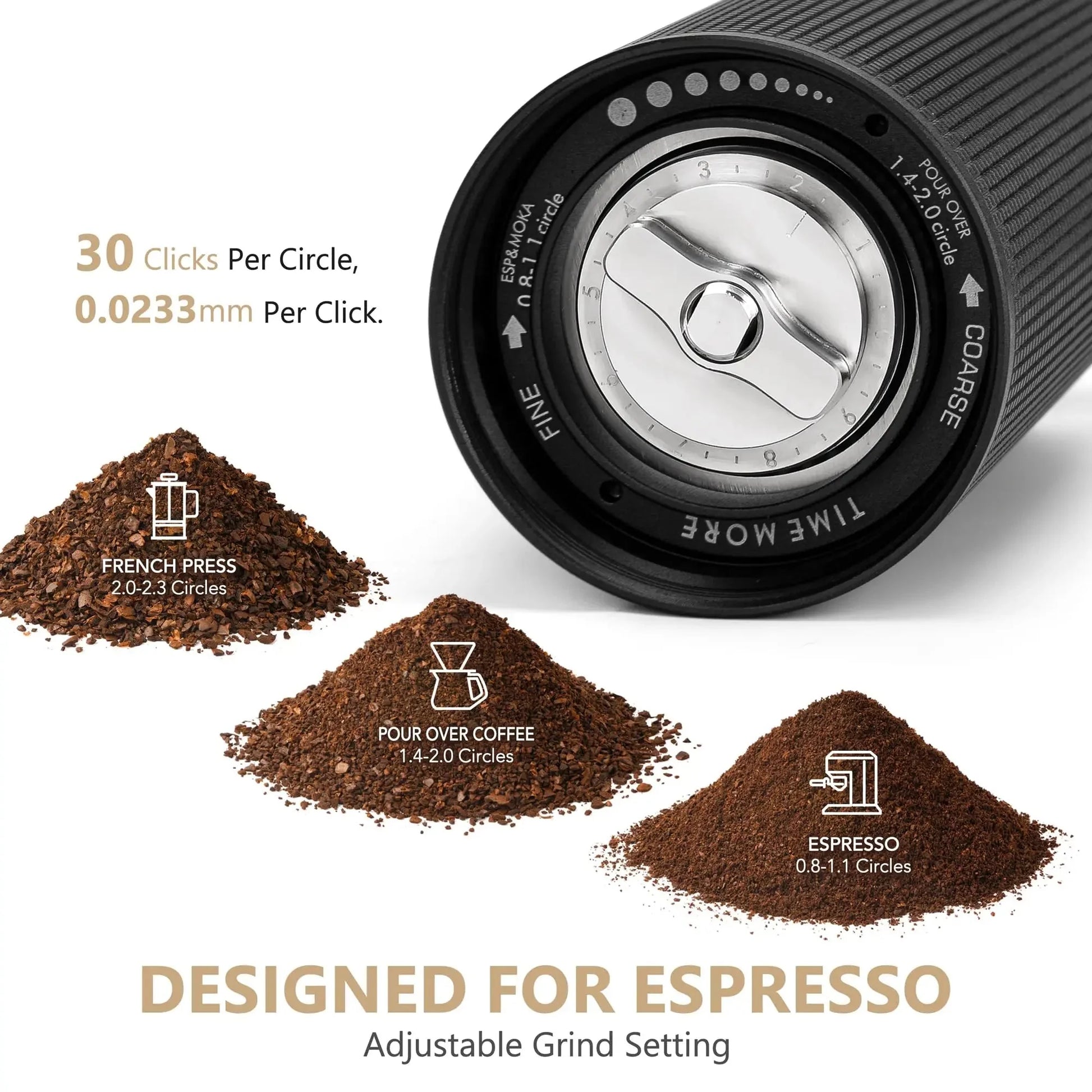 StepUP Coffee Manual Coffee Grinder Chestnut C3 ESP Pro – Steel Conical Burr-2