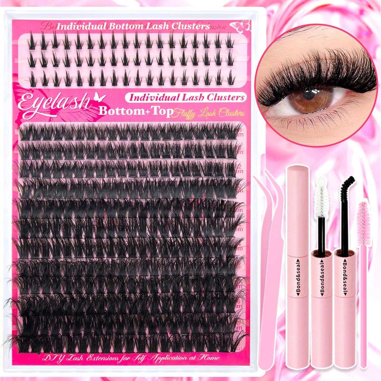 Show-Stopping Top & Bottom Lash Kit – 250/740 Cluster Bombshell Fluffy Volume, Mix-&-Match Lengths & Styles! Killer for Any Look