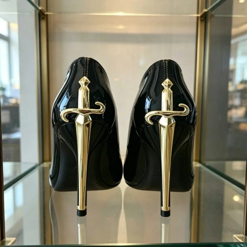 New Red Sole High Heels Women's Thin Heel Pointed Toe Metal Sword Sexy