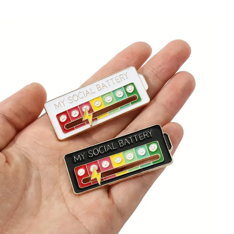 Mood Conversion Energy Brooch Can Slide My Social Energy Badge Expression Badge Men Women Pins for Backpacks Badges Metal Pines