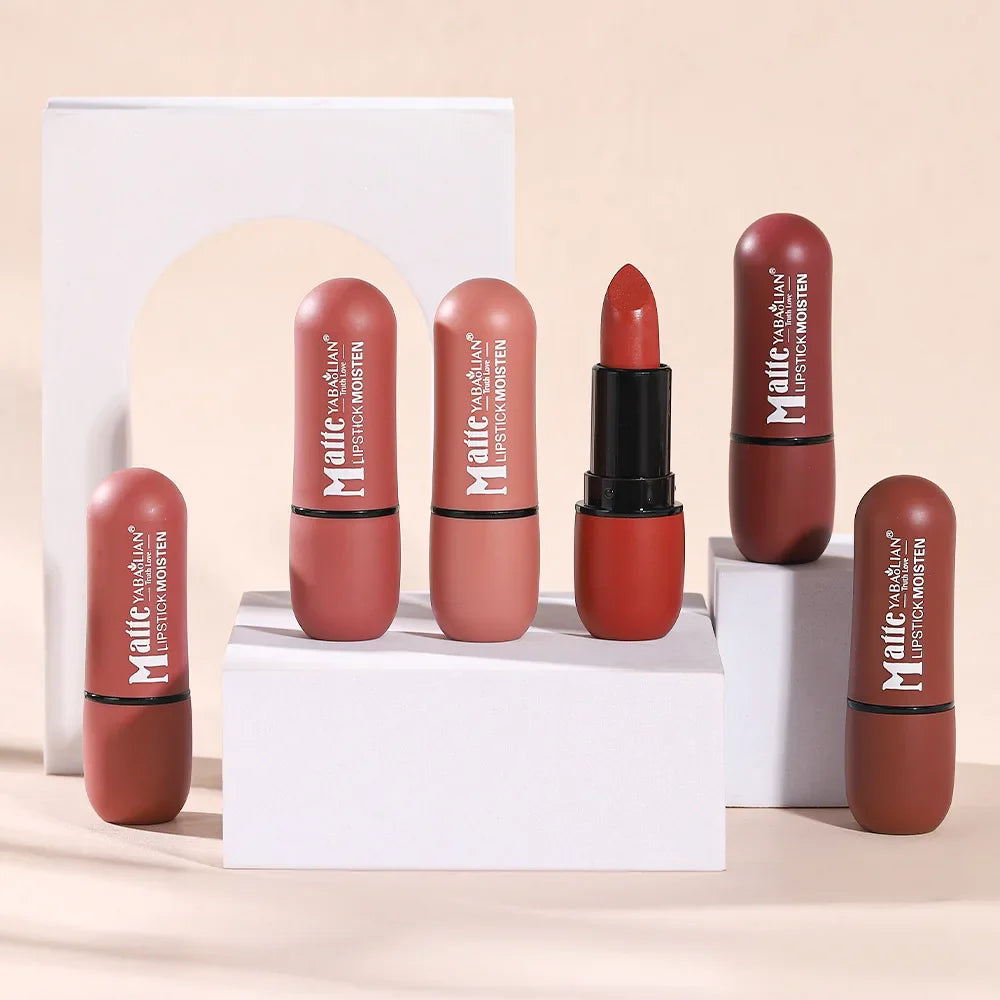 6-Color Matte Lipstick: Velvet Lip Color, Smooth, Waterproof, Long-Lasting Color Lip Makeup-4