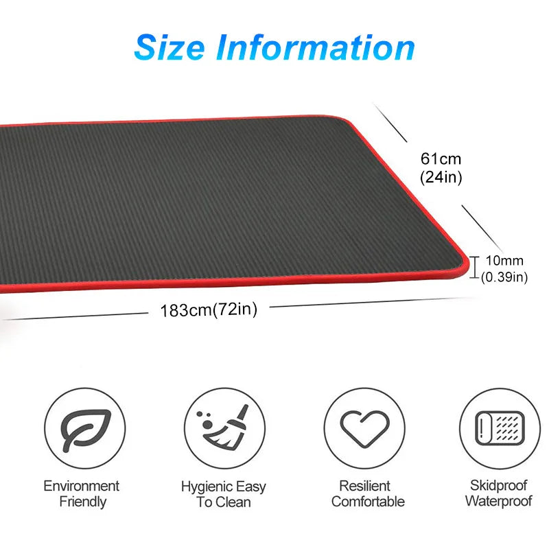 10MM Extra Thick Non-Slip NRB Yoga Mat 183x61cm Black-4