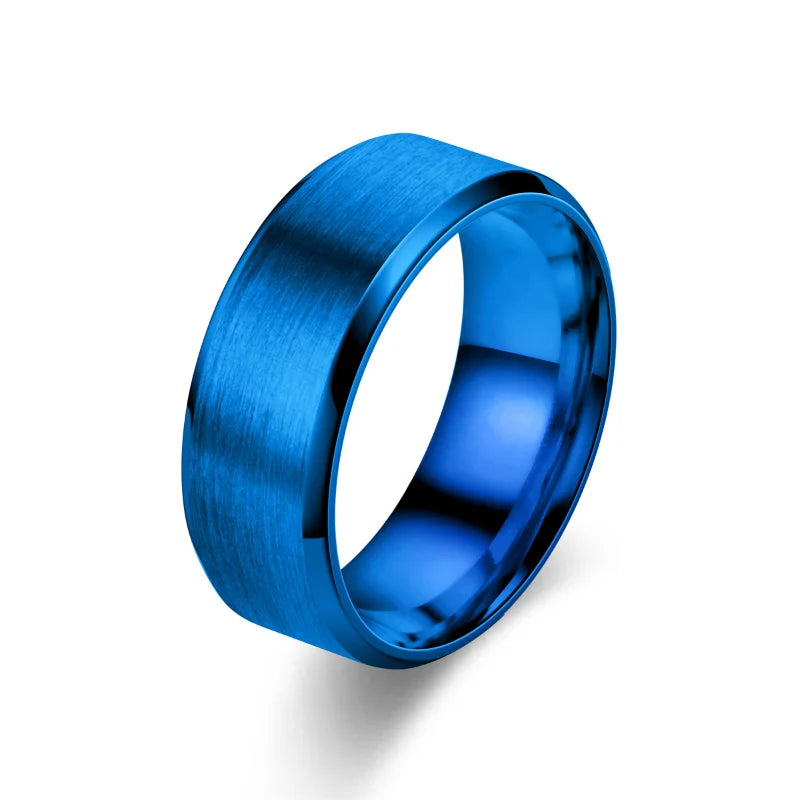 Classic 8mm Tungsten Surface Brushed Stainless Steel Ring