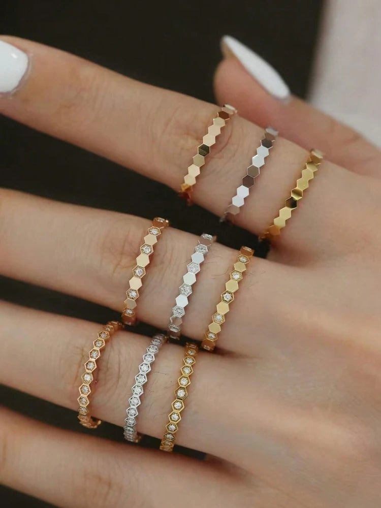 925 Sterling Silver Vintage Geometric Shape Zircon Rings For Women Gift Match Daily Party High Quality Fine Jewelry Accessories