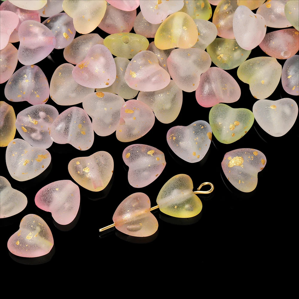 50pcs/lot Acrylic Heart Beads Gradient AB Color Large Crystal Loose Spacer Beads for Necklace Bracelet Pendant Jewelry Making