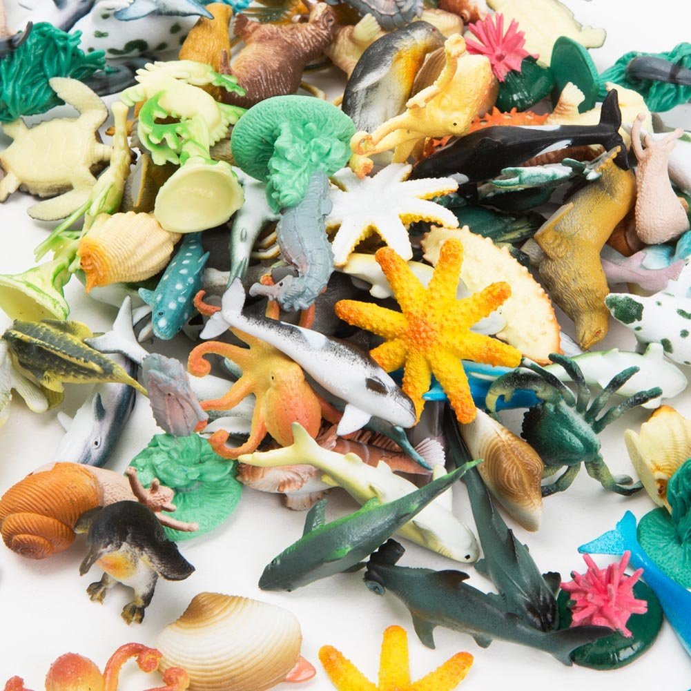 GIFT Set with SEA CREATURES - Bath Bombs with toys inside - 6 Large 5 oz, colorful, moisturizing