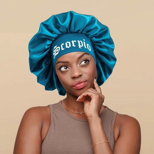 1PConstellation Print Satin Sleep Bonnet with Wide Band Soft Wrap Band for Daily Use