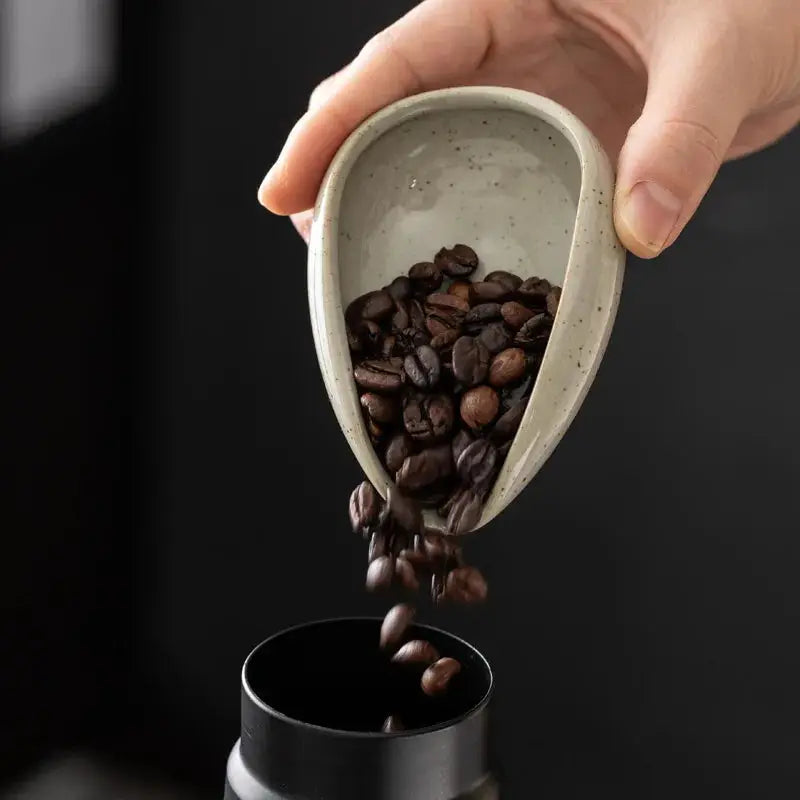 Ceramic Coffee Bean Dosing Cup Tray - Pottery Espresso Scoop for Precision Coffee Brewing-2