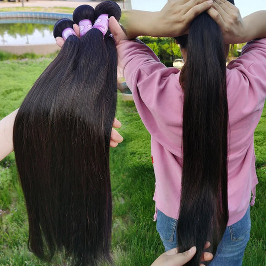 Raw 100% Virgin Brazilian Straight Remy Human Hair Bundles 1/3/4 Pcs 8-40 Inch Extensions