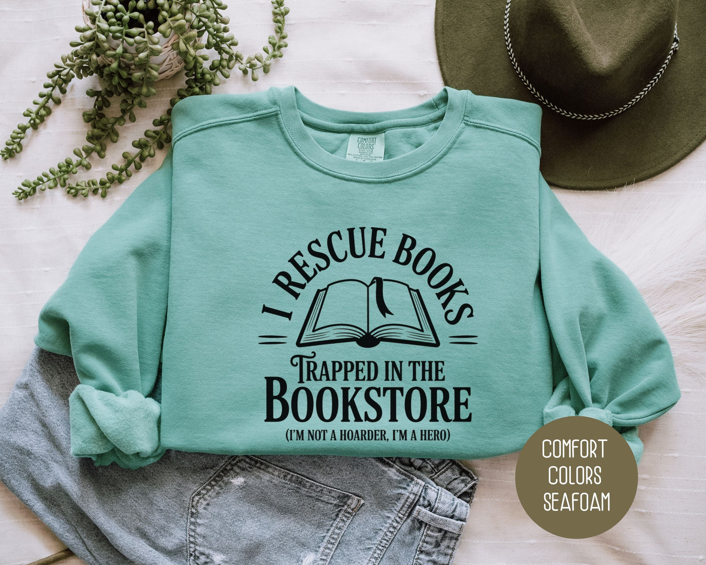 I Rescue Books from the Bookstore Comfort Colors Sweatshirt-2