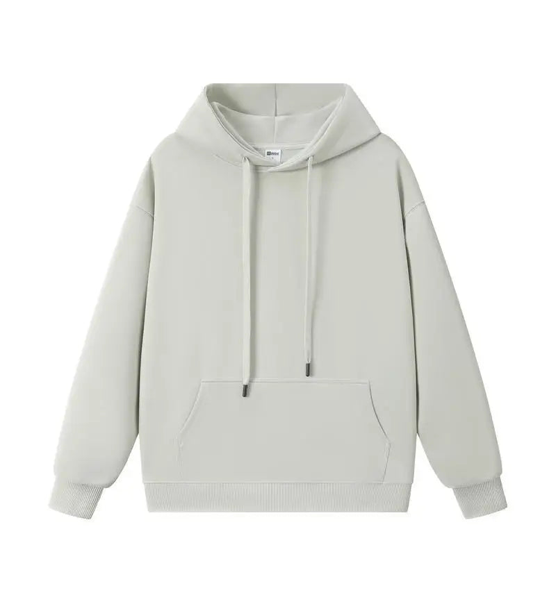 New Men's Cotton Hooded Loose Fit Hoodie Streetwear Pullover American Style Solid Color Long Sleeve Casual Essentials Hoodies