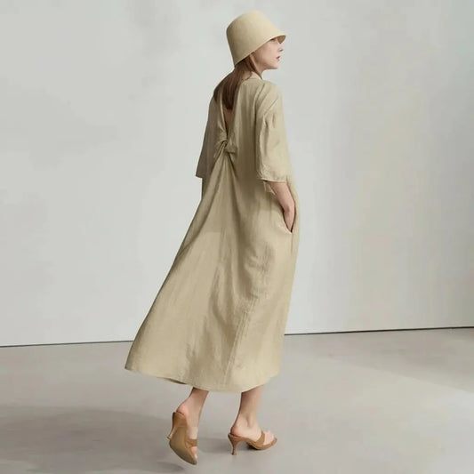 Loose Linen Drop Shoulder Dress