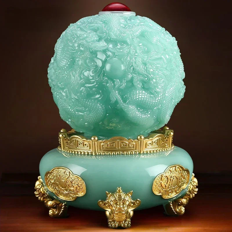Feng Shui Attract Wealth Dragon Nine Turns Qiankun Tripod Ornaments Home Living Room Store Opening Decor