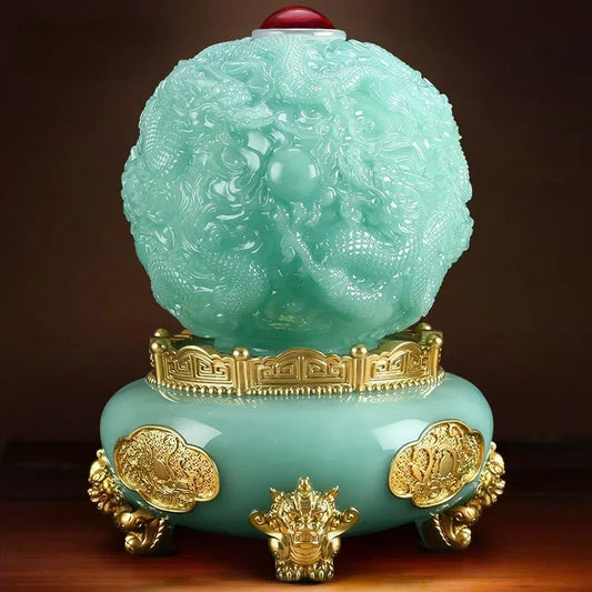 Feng Shui Attract Wealth Dragon Nine Turns Qiankun Tripod Ornaments Home Living Room Store Opening Decor
