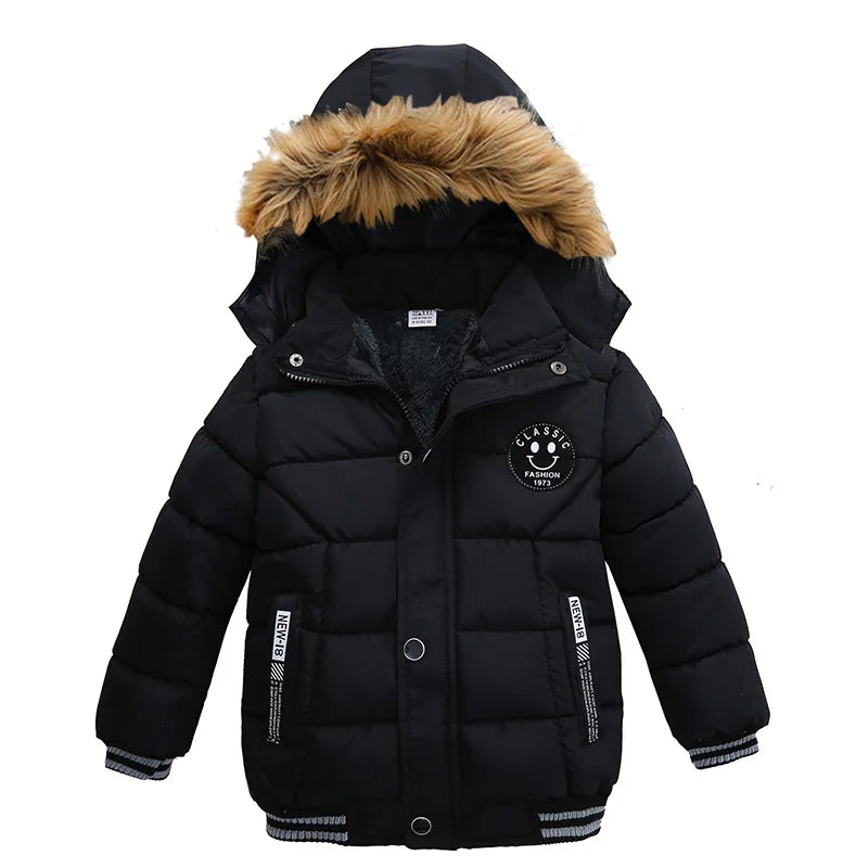 Winter Boys Padded Jacket Children Thickened Warm Cotton Coat Kids Outer Clothing New Hooded Outerwear Teenagers Casual Clothes