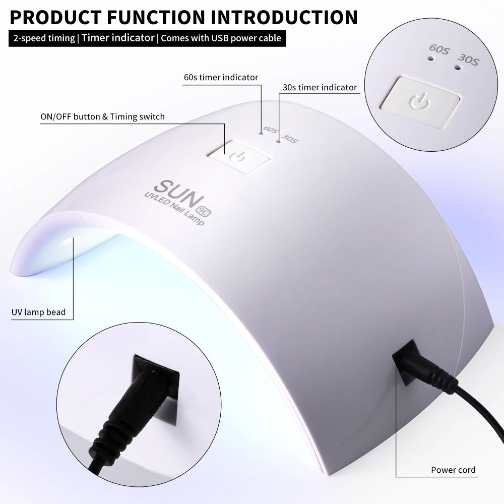 Limegirl Portable Nail UV Light Phototherapy Machine USB Manicure Dryer Lamp for Nails Polish UV Gel Drying Salon Equipment Tool